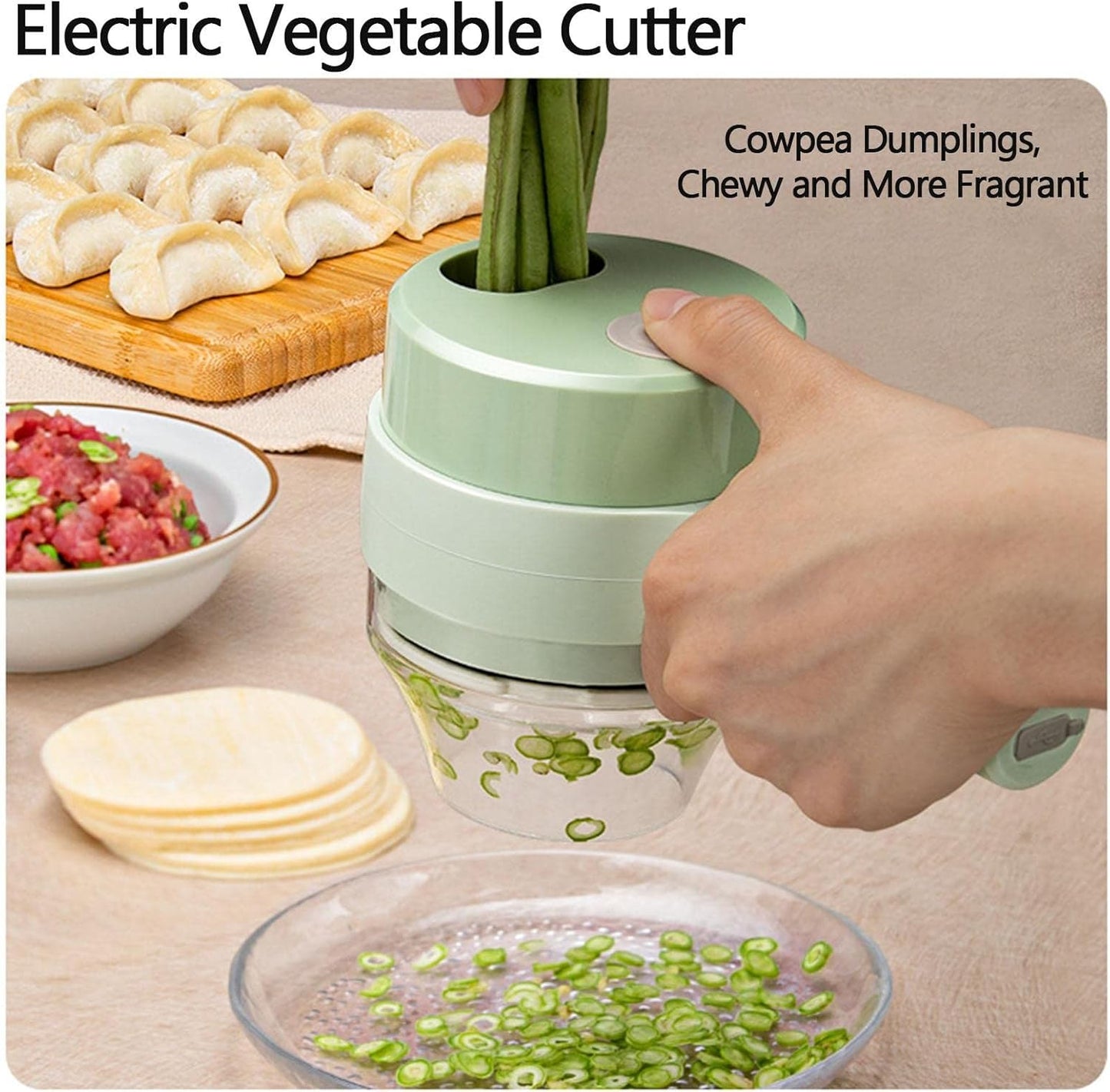 Cortador de verduras eléctrico 4 en 1