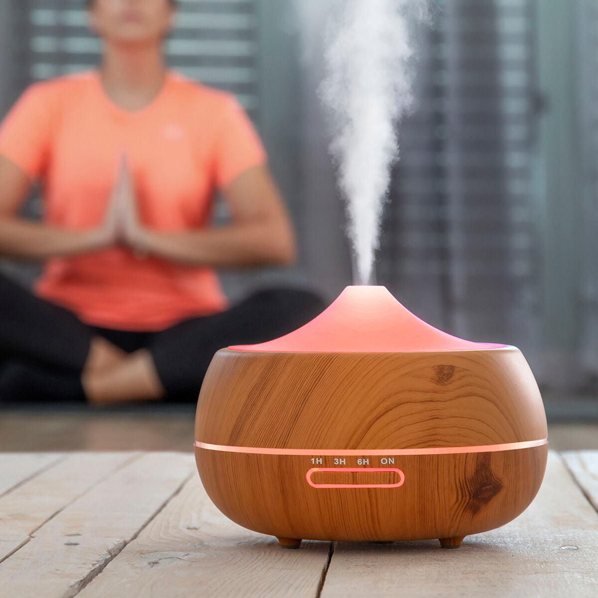 Humidificador difusor aromas led wooden