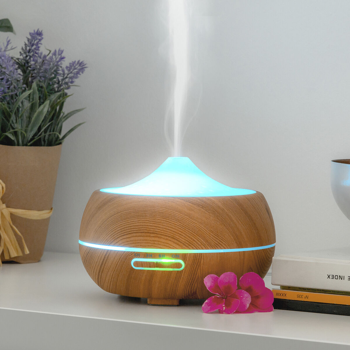 Humidificador difusor aromas led wooden