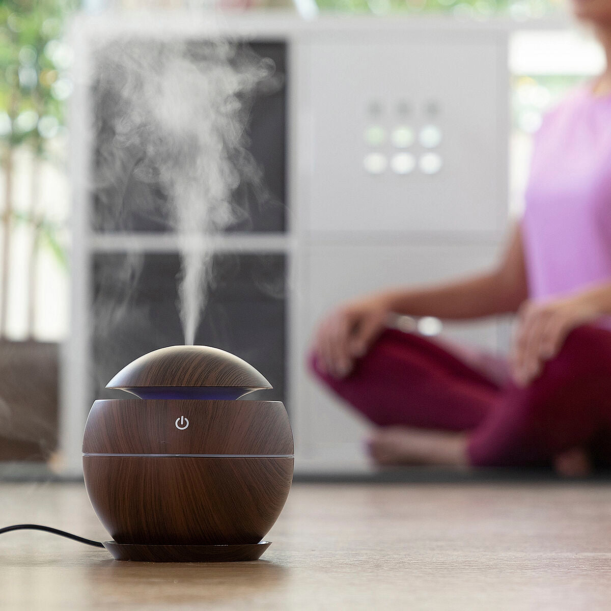 Mini humidificador difusor aromas madera