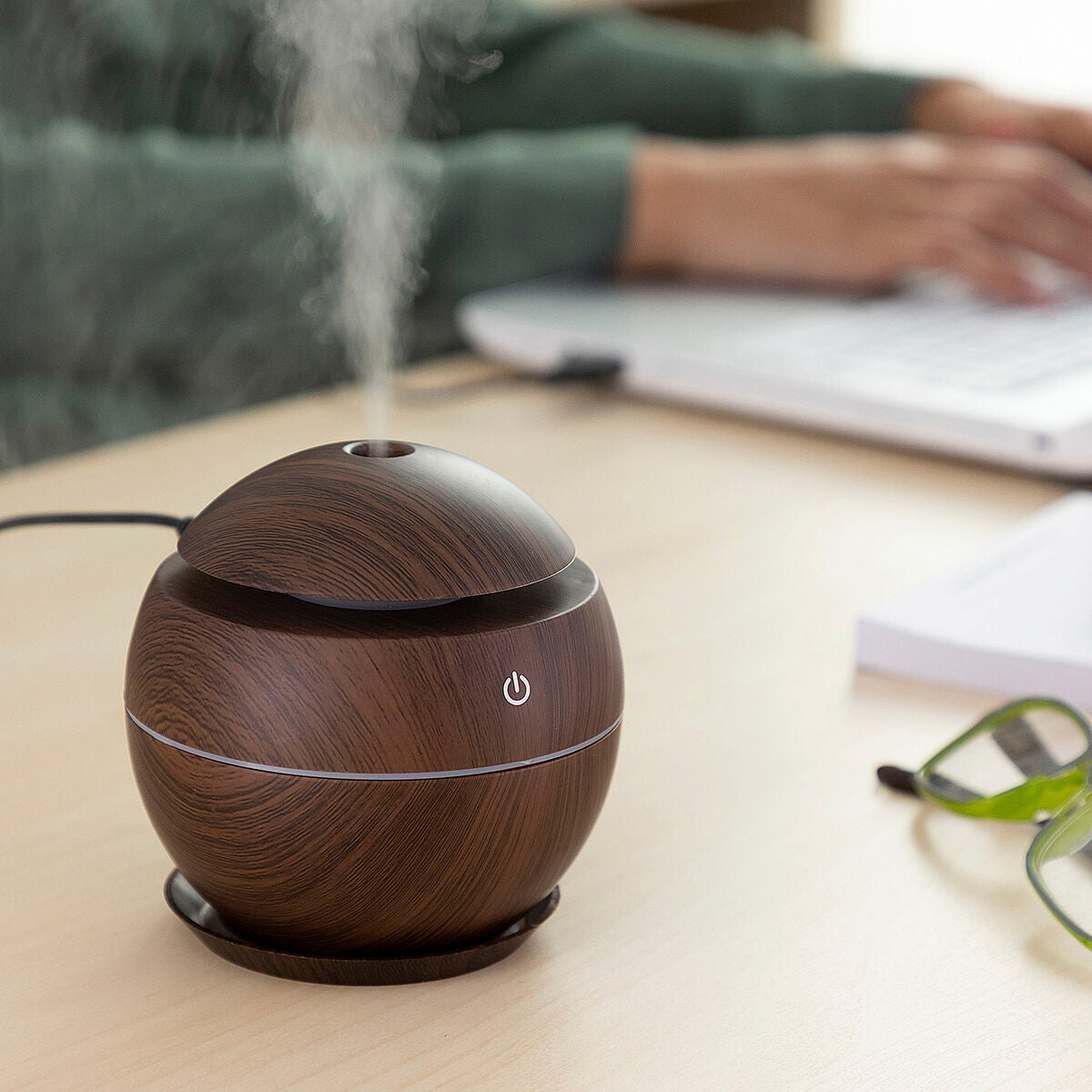 Mini humidificador difusor aromas madera