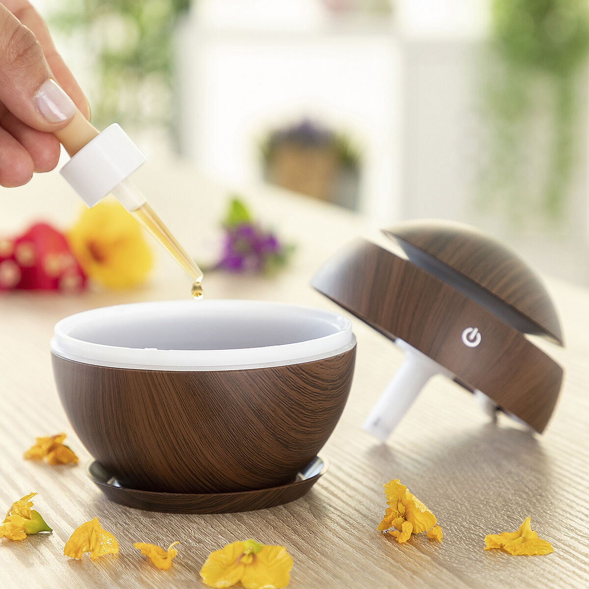 Mini humidificador difusor aromas madera