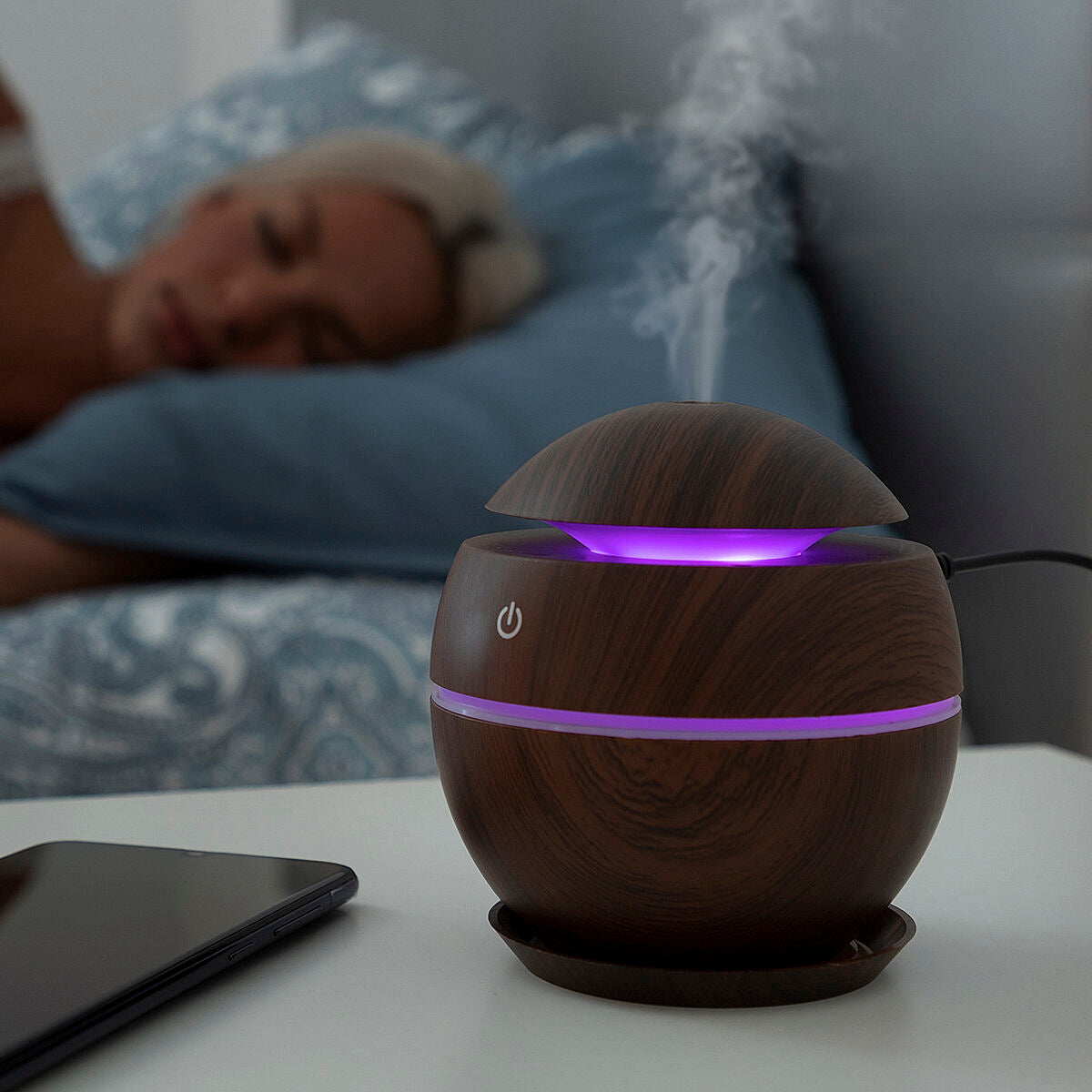 Mini humidificador difusor aromas madera