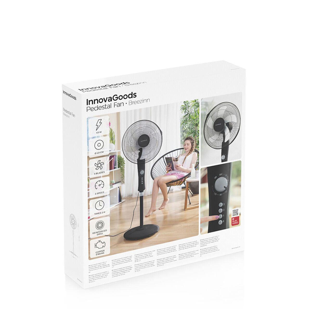 Ventilador de pie 45w negro - Breezinn