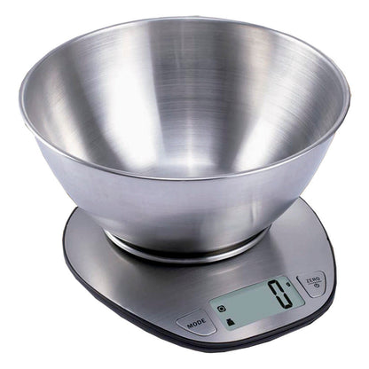 Báscula de cocina digital con bol en acero inoxidable
